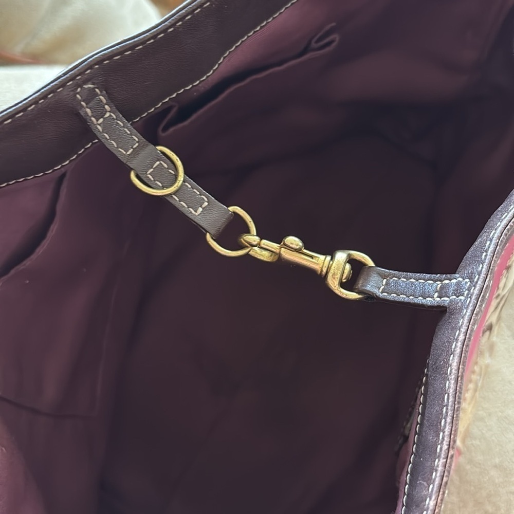 Coach Genuine Leather Patchwork Multicolor Shoulder Bag Signature C Metallic - Picture 10 of 16